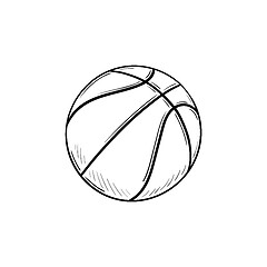 Image showing Basketball ball hand drawn outline doodle icon.