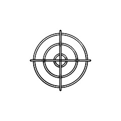 Image showing Gun target hand drawn outline doodle icon.