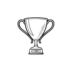 Image showing Trophy cup hand drawn outline doodle icon.