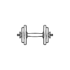 Image showing Dumbbell for gym hand drawn outline doodle icon.