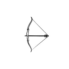 Image showing Bow and arrow hand drawn outline doodle icon.