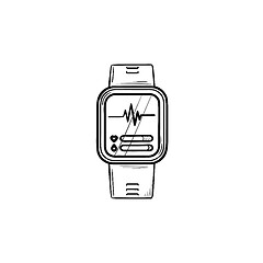 Image showing Smartwatch hand drawn outline doodle icon.