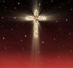 Image showing christian cross in stars