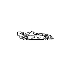 Image showing Race car hand drawn outline doodle icon.