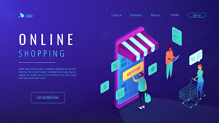 Image showing Isometric online shopping landing page.