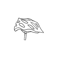 Image showing Bicycle helmet hand drawn outline doodle icon.