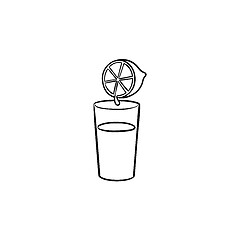 Image showing Glass of juice hand drawn outline doodle icon.