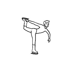 Image showing Figure skater hand drawn outline doodle icon.