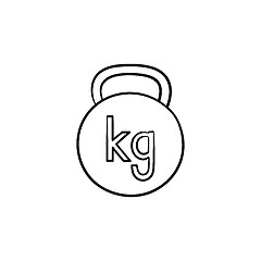 Image showing Kettlebell hand drawn outline doodle icon.