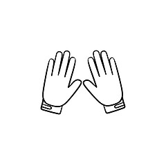 Image showing Motorcycle gloves hand drawn outline doodle icon.