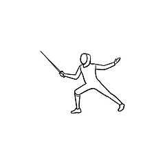 Image showing Fencing hand drawn outline doodle icon.
