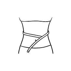 Image showing Waist with measuring tape hand drawn outline doodle icon.