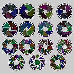 Image showing camera diaphragm collection in different colors