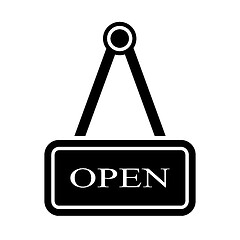 Image showing blackboard with the word open in black