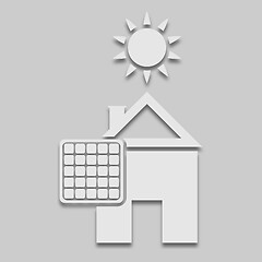 Image showing solar cell house and sun