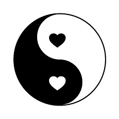 Image showing yin yang black and white style with heart