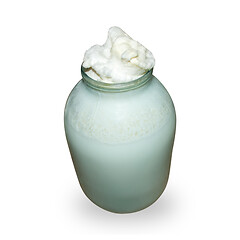 Image showing glass bottle with sour defective milk