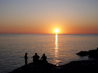 Image showing Sunset over the sea.