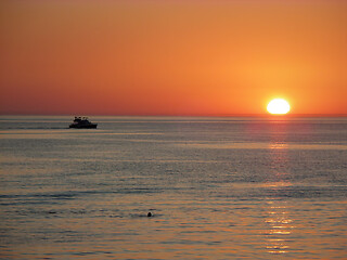 Image showing Sunset over the sea.