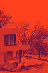 Image showing man drinking morning coffee on balcony