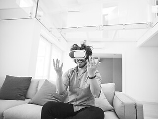 Image showing man using VR-headset glasses of virtual reality