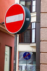 Image showing No Entry sign in center of Riga.