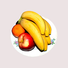 Image showing bananas apple and mandarin