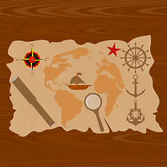 Image showing ship map compass