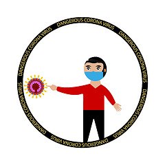 Image showing man shows finger on corona virus