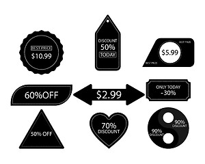 Image showing collection of different price tags in black