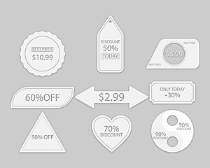 Image showing collection of different price tags in gray