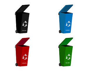 Image showing four trash boxes