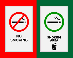 Image showing two signs no smoking and smoking area