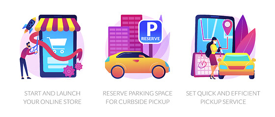 Image showing Online store pickup service abstract concept vector illustrations.