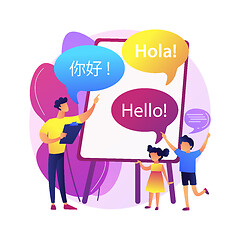 Image showing Language learning camp abstract concept vector illustration.