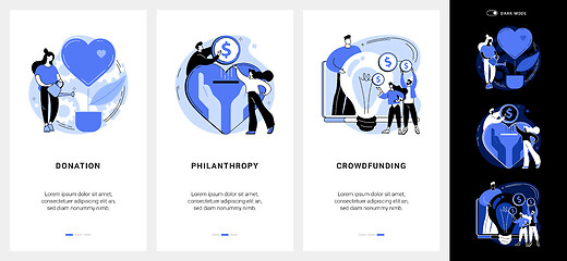 Image showing Fundraising mobile app UI kit.