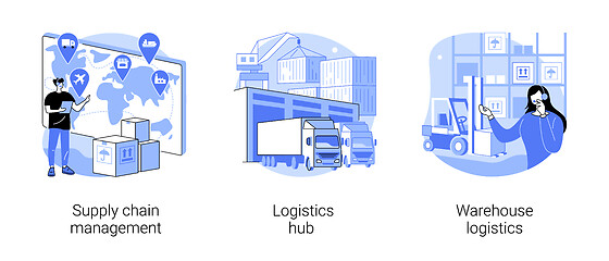 Image showing Goods transportation and storage abstract concept vector illustrations.