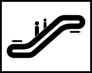 Image showing escalator sign with people