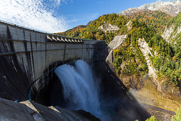 Image showing Kurobe Dam and rainbow