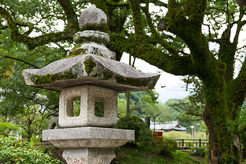 Image showing Japanese Stone lantern in the garden