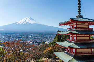 Image showing Mountain Fuji and Chureito red pagoda