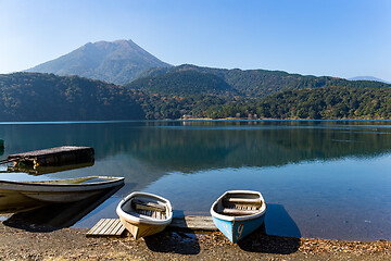 Image showing Mount Kirishima and lake in Japan