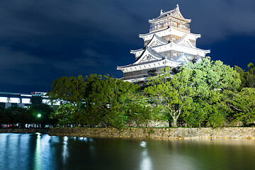 Image showing Hiroshima Castle in Hiroshima at night