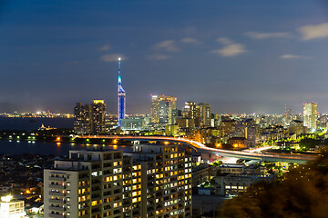 Image showing Fukuoka city at night