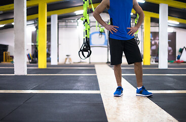 Image showing Young  man doing pushups