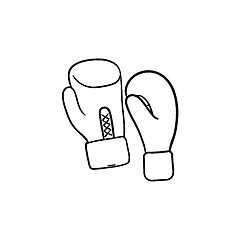 Image showing Boxing gloves hand drawn outline doodle icon.