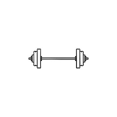 Image showing Barbell hand drawn outline doodle icon.