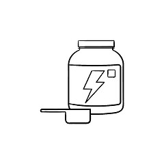 Image showing Sport nutrition container hand drawn outline doodle icon.