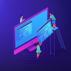 Image showing Isometric SEO analysis illustration.