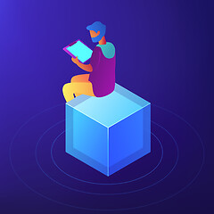 Image showing SEO specialist, copywriter isometric illustration.